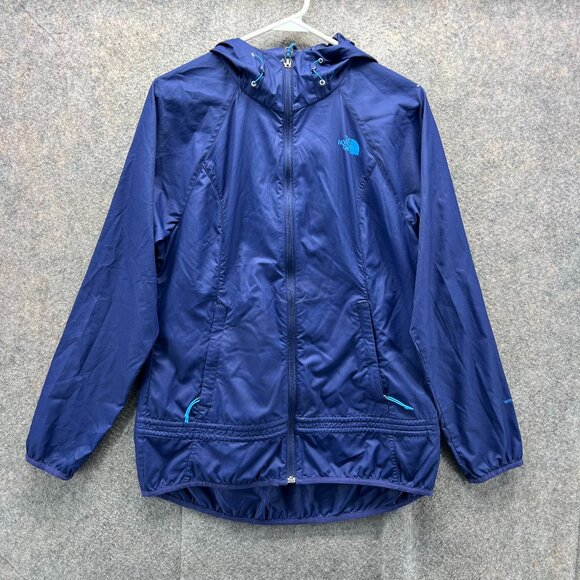 The North Face Jacket Womens Small Blue Full Zip Windbreaker Hooded Rain Coat - Picture 1 of 11